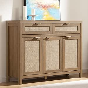 Rattan-Front Accent Cabinet