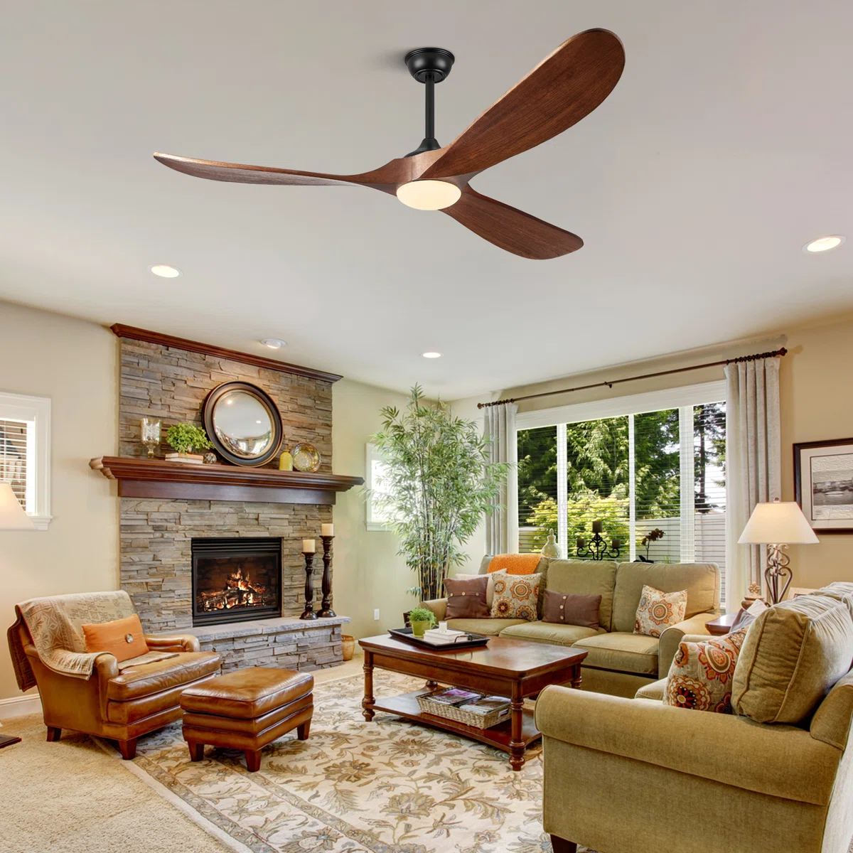 3-Blade Modern Classic Ceiling Fan with Remote Control & LED Light Kit Included