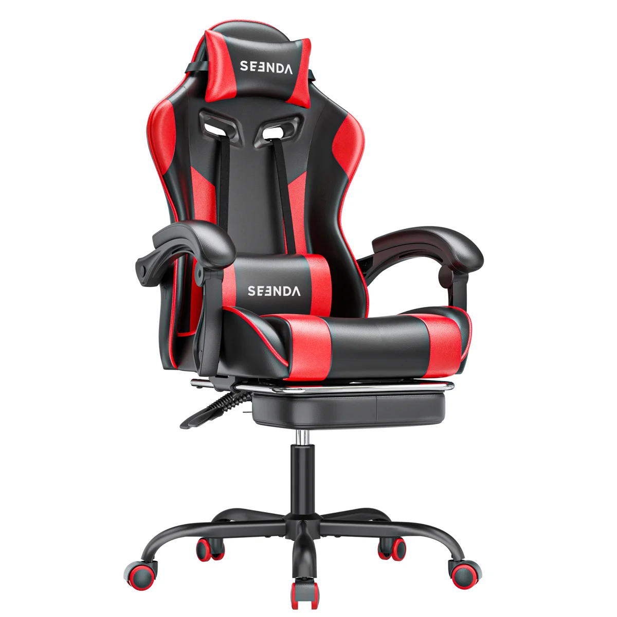 Adjustable Reclining Ergonomic Faux Leather Swiveling Pc & Racing Game Chair With Footrest