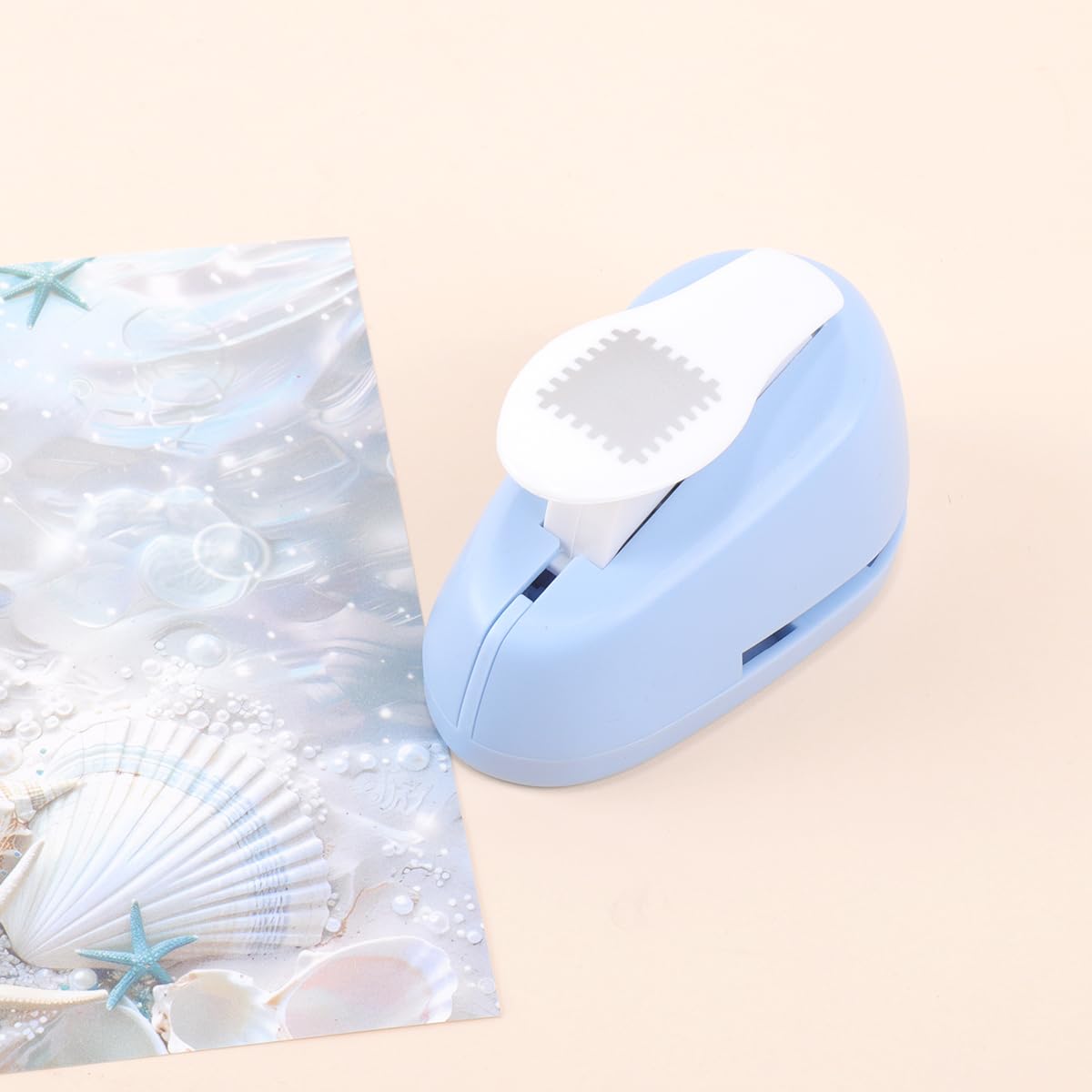 2cm Postage Stamp Square Paper Punch, Stamp Shape Lever Action Hole Puncher for Scrapbooking, Card Making and DIY Paper Crafts Blue Crafts Scrapbooking