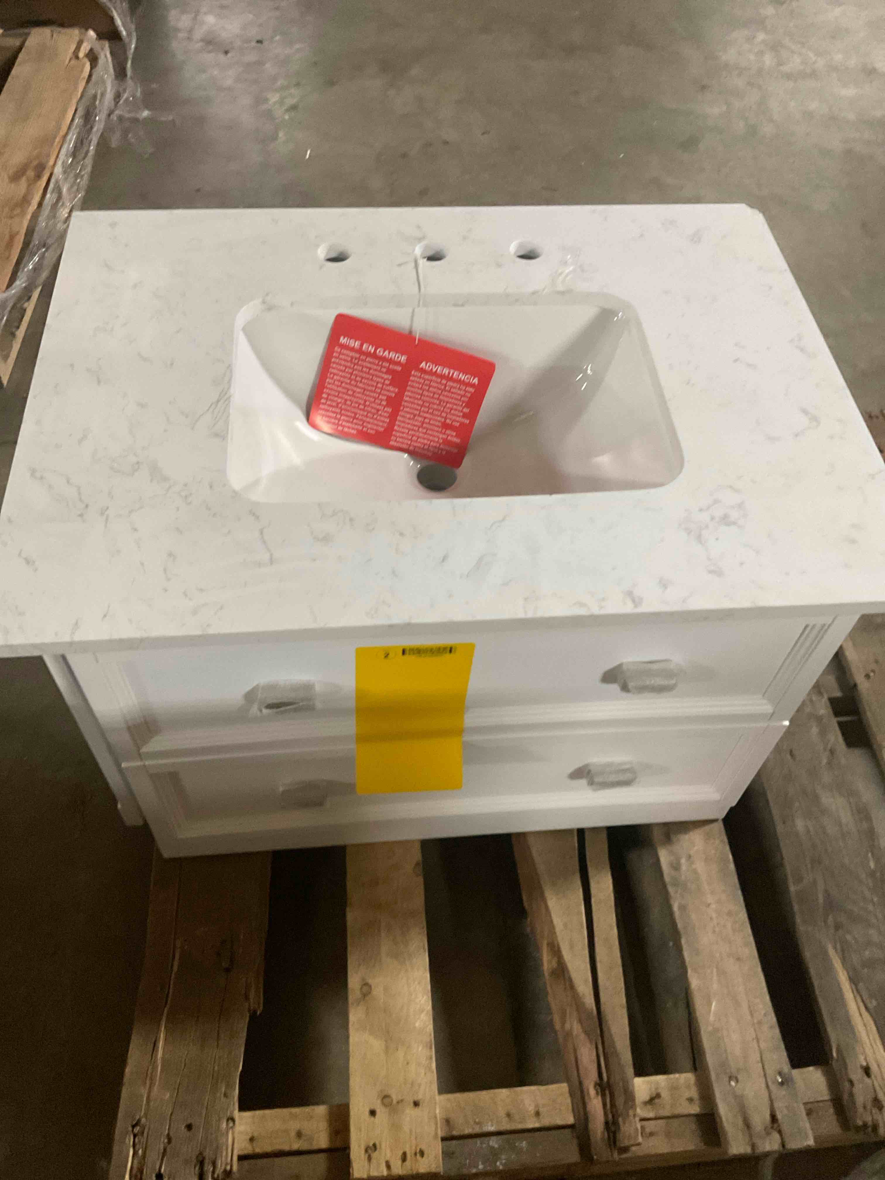 (top is chipped )2 door vanity sink with marble top