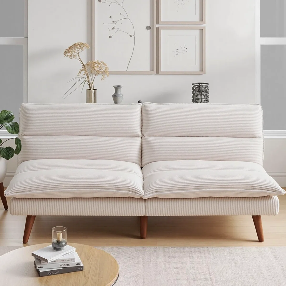 70'' Corduroy Convertible Futon Sofa Bed
