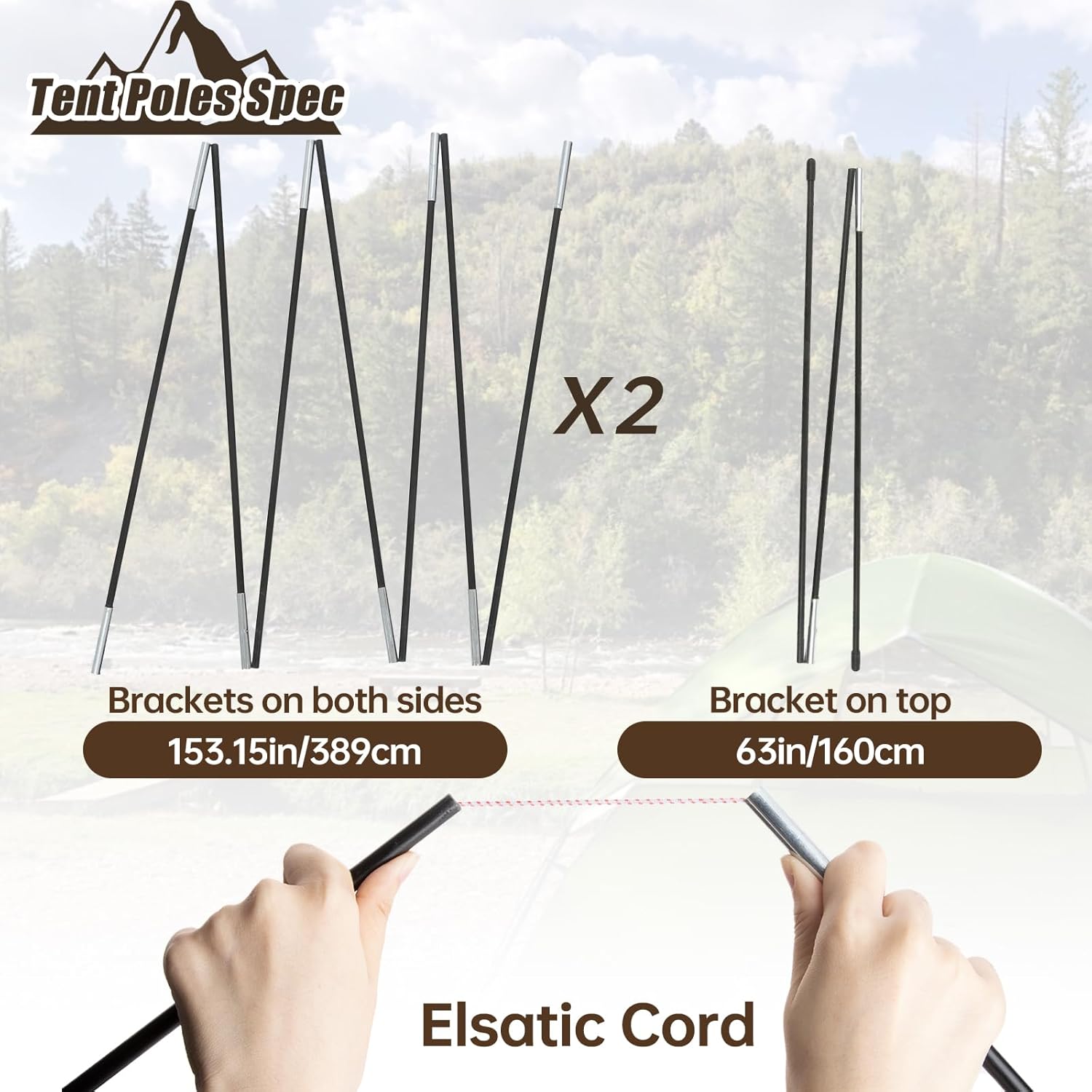 Tent Poles Replacement Compatible with Coleman 2 Person Sundome Camping Tent, Pre-Assembled Replacement Poles for Coleman, Easy to Install, Lightweight Fiberglass, 3 Pack