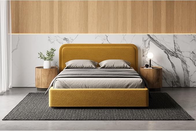 Chloe Upholstered Platform Bed - Gold - Queen Size - BOX 3