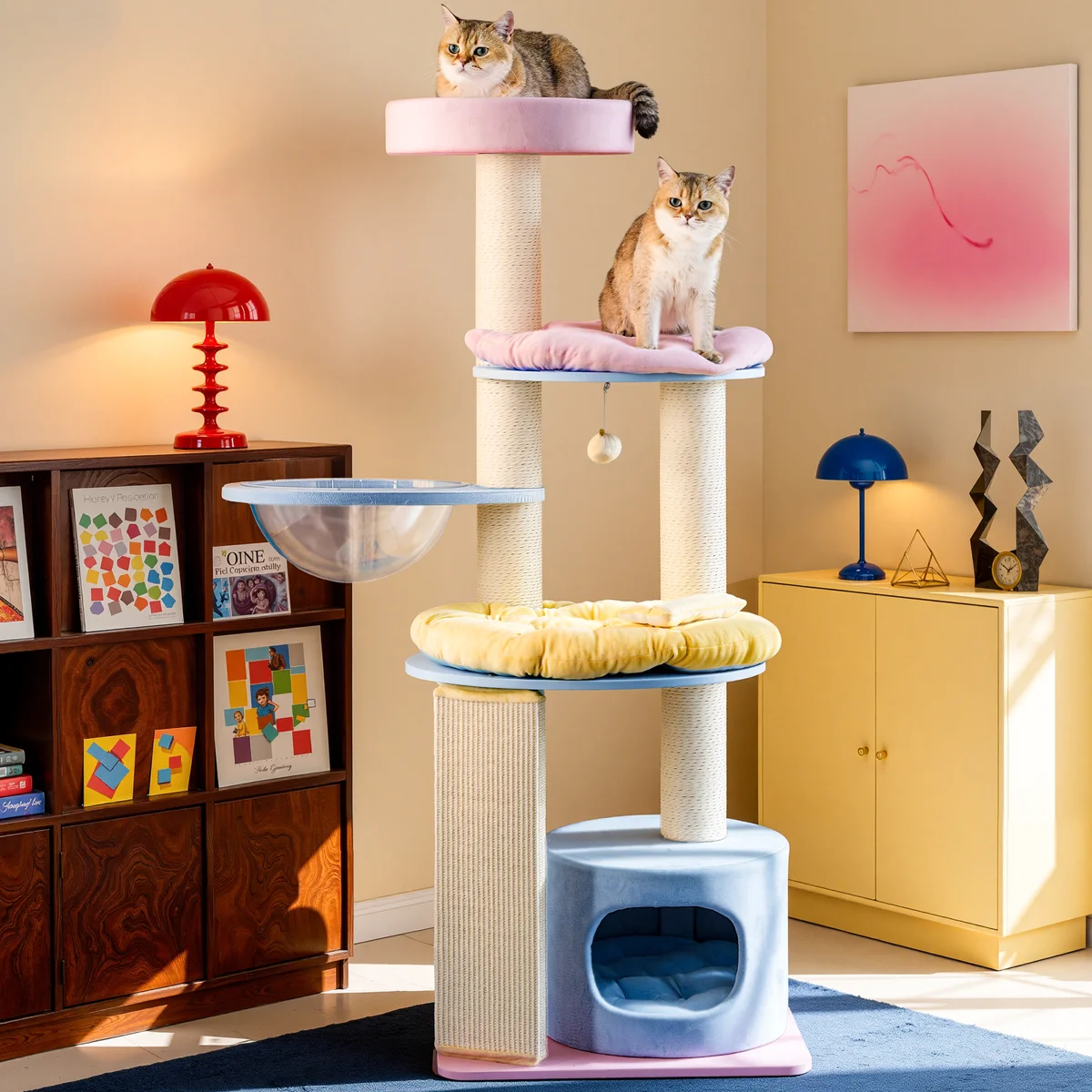 Heavy-Duty Solid Wood Cat Tree for Large Cats, 58"H
