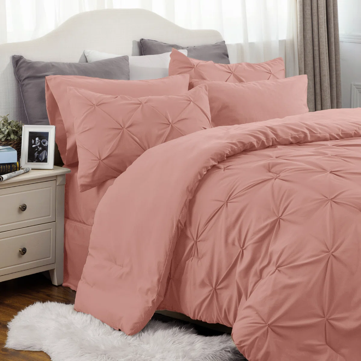 Best Seller Bedsure Pintuck Bed-in-a-Bag Set – Pinch Pleat Comforter with Sheets, Pillowcases & Shams
