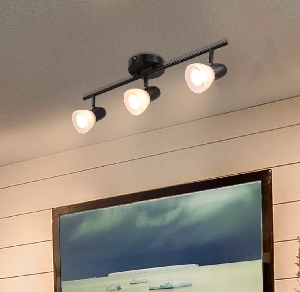 Xinbei Lighting Track Light, 3 Light Kitchen Ceiling Light With Glass, Modern Fixed Rail Lighting Brushed Nickel XB-TR1237-3-BN