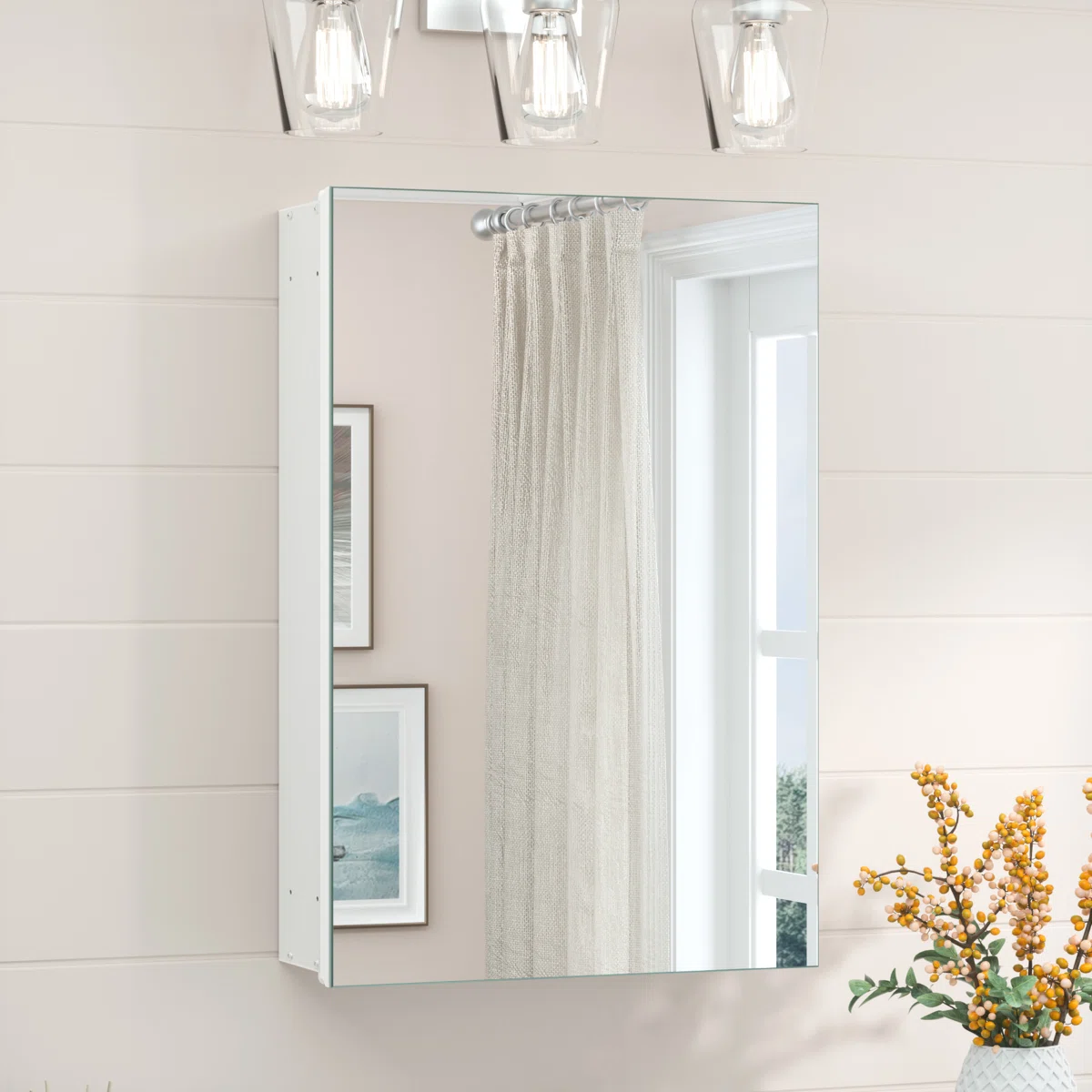 Husai Recessed or Surface Mount Aluminum Frameless Medicine Cabinet With Mirrored Door and Adjustable Shelves