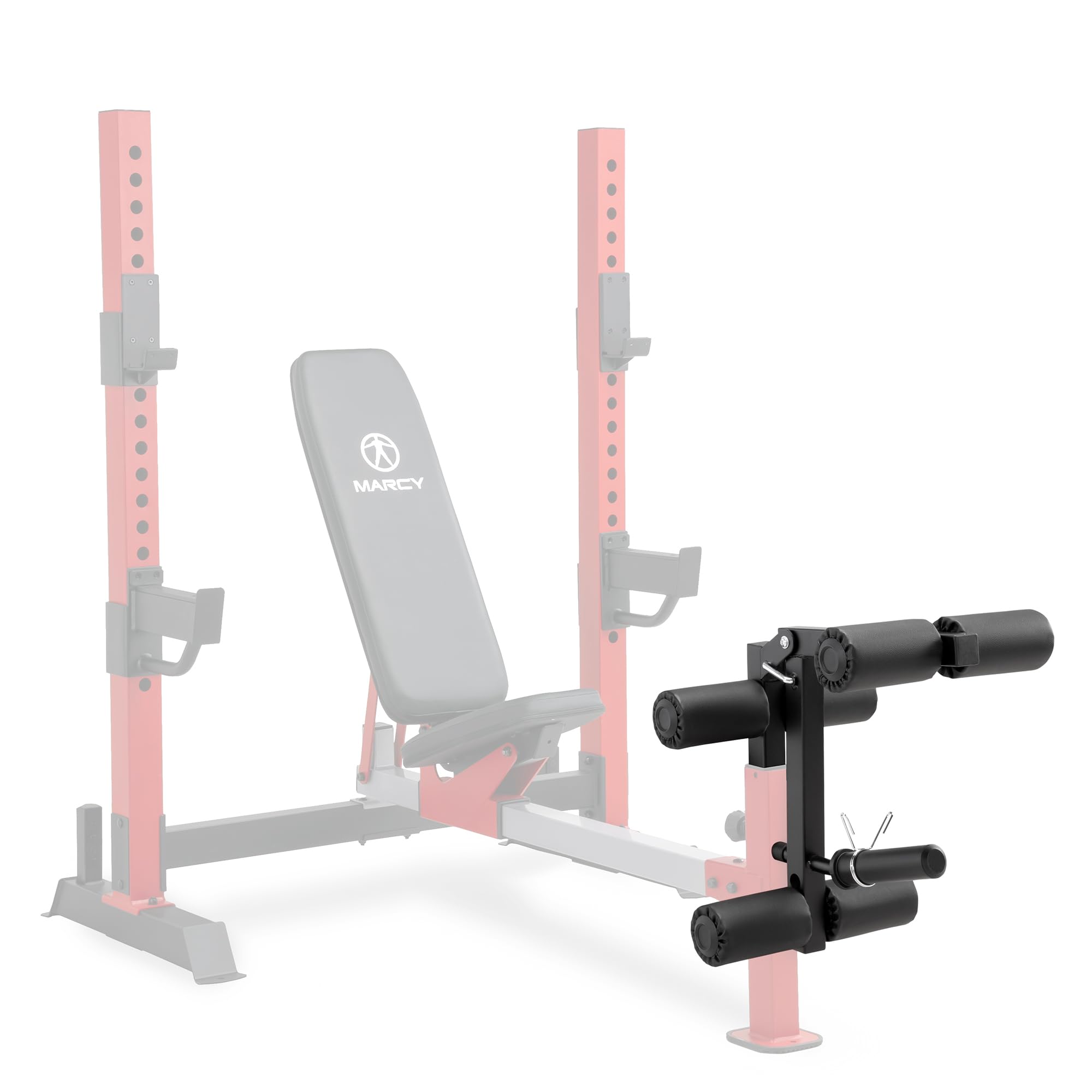 Marcy Deluxe Olympic Weight Bench with Adjustable Back & Bar Catch & Optional Arm Curl, Leg Developer, Lat Tower Attachments (Sold Separately), Personal Home Gym for Strength Training, Weightlifting