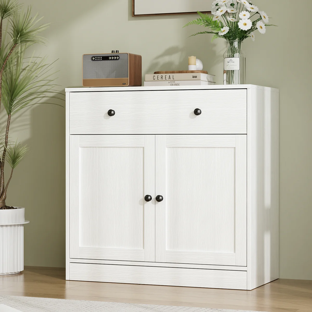Marta Shaker Accent Cabinet with Drawer— 31.5"W x 15.7"D x 31.5"H