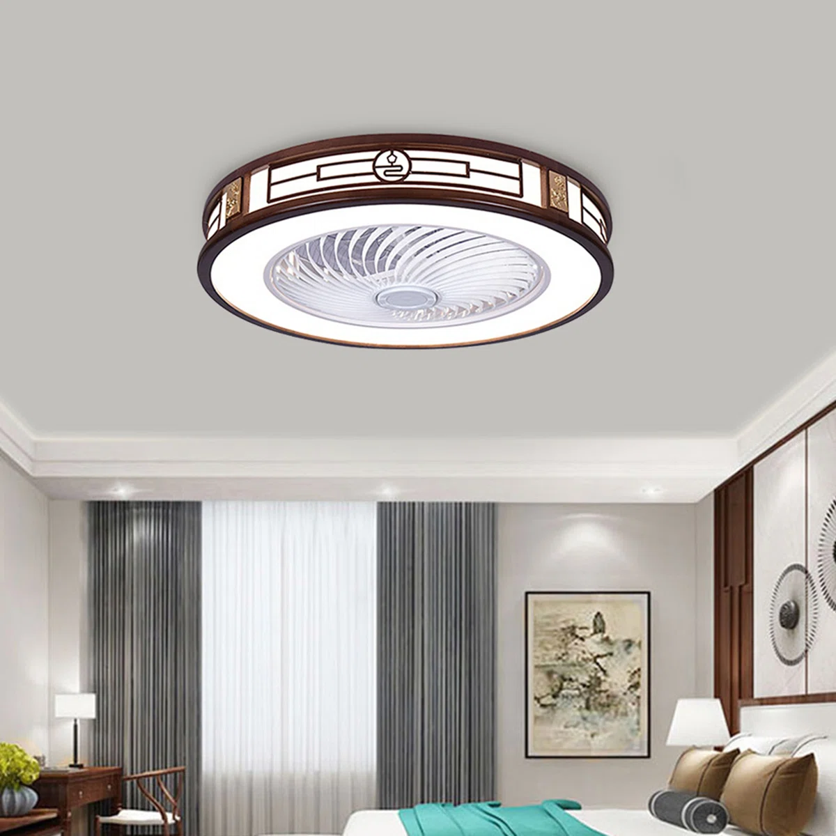 22.4" Ceiling Fan with Remote Control and LED Lights