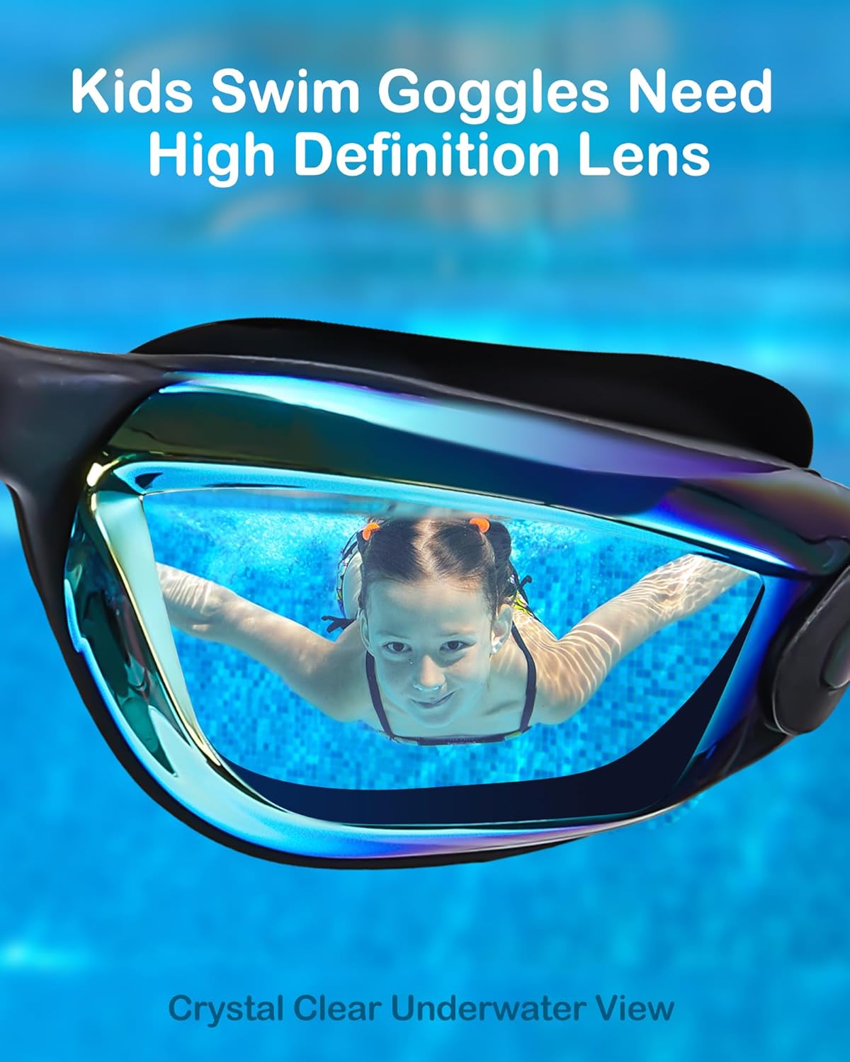Aegend Swim Goggles for Kids Youth 3-14 Anti-Fog Anti-UV Comfort Fit Goggles for Swimming Aqua & Cyan-purple Aqua