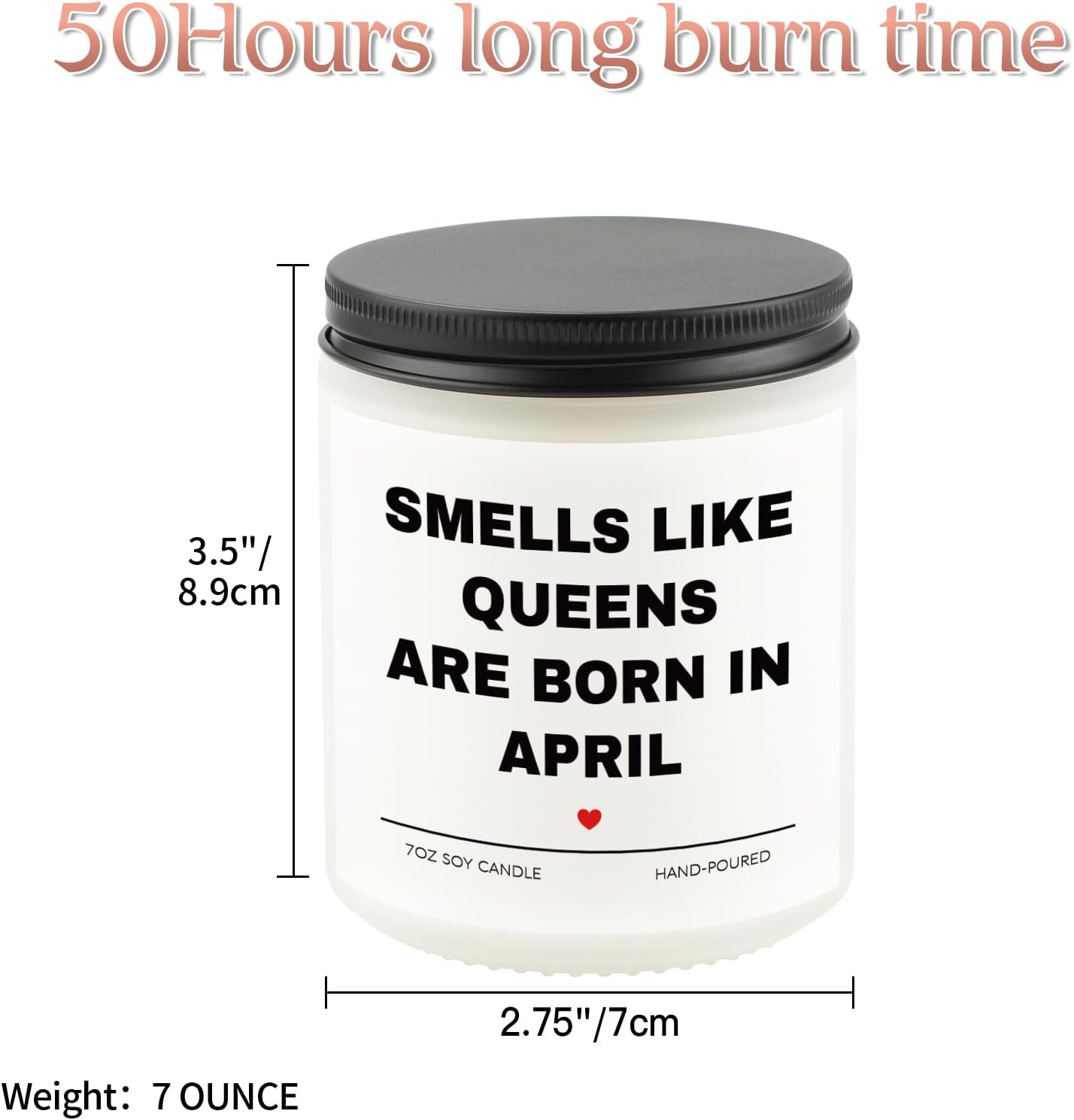 Birthday Gifts for Women, April Candle for Queens are Born in April, 30th 40th 50th 60th 70th Happy Bday Gifts Idea for Women Sister Mom Friend from Men Sister Son Friends, 7OZ Scented Candle April Birthday