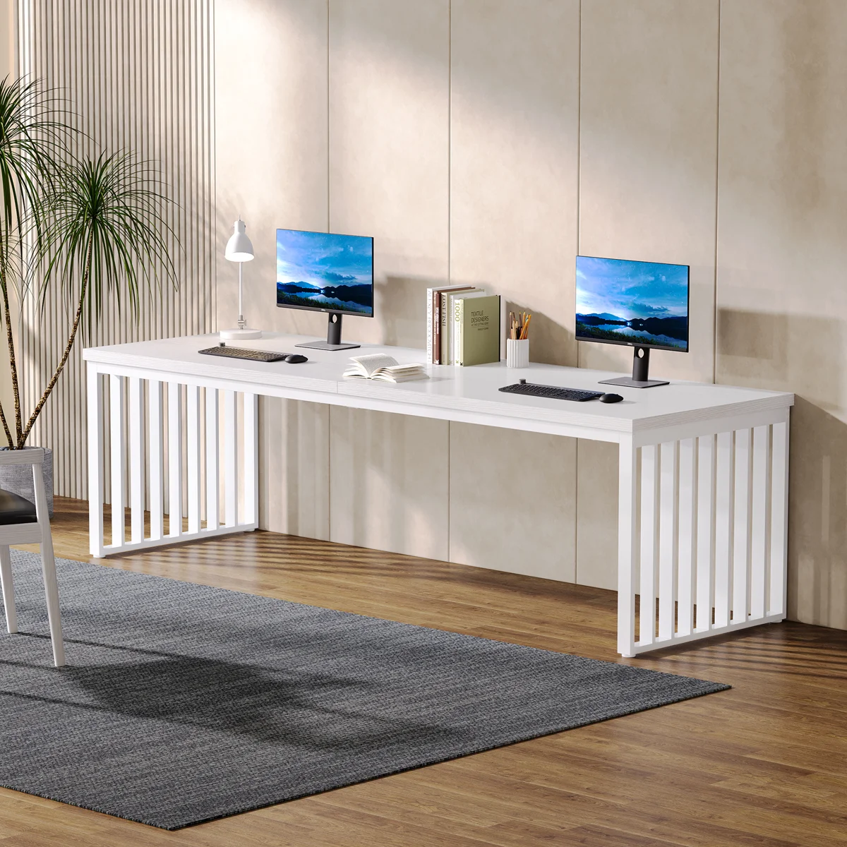 Carren 78.74" W Industrial Manufactured Wood 2-Person Computer Desk