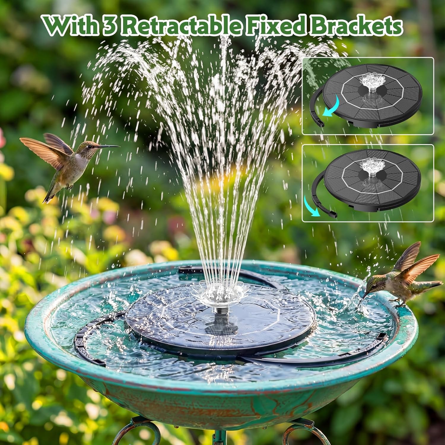 AISITIN 3.5W Solar Fountain Pump Upgraded 2026, Solar Water Fountain DIY Kit with 8 Nozzles & 3 Fixed Bracket & 9.8ft Cord for Garden, Bird Bath, Ponds, Fish Tank, Aquarium, Courtyard and Outdoor Black 3.5W without Battery