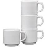 (2 broken handles)Fiesta 16 OZ Set of 4 Bright White Stackable Mug Set