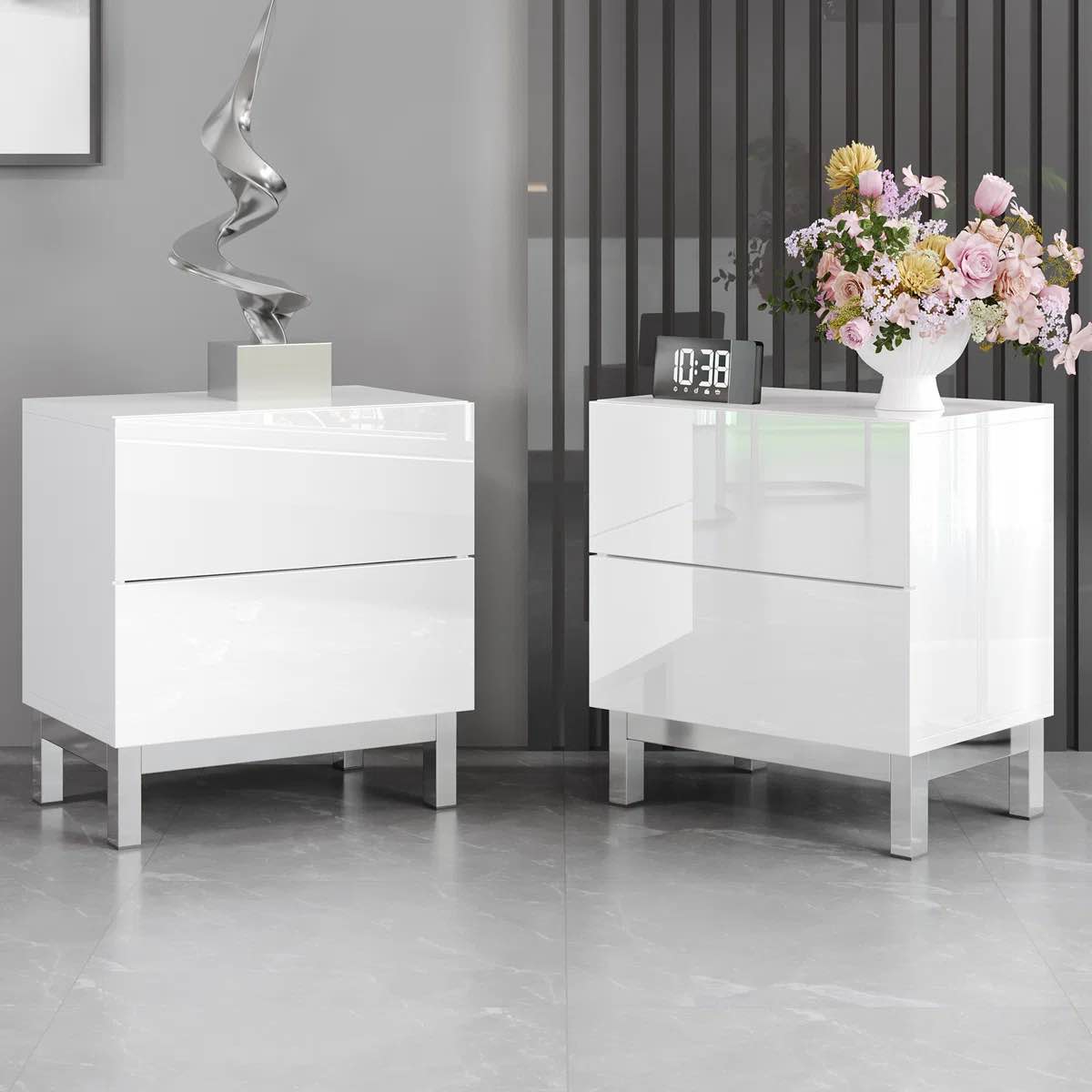 High Gloss Electroplated Nightstand(incomplete)