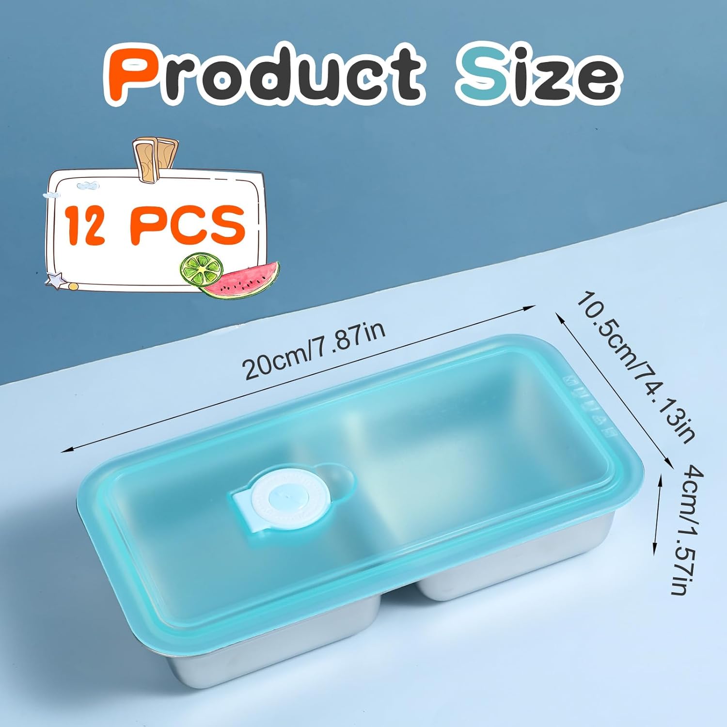 cobee 12 PCS 304 Stainless Steel Snack Containers with Lids, Grab and Go Food Storage Box Double Compartment Snack Containers for Travel Lunch Perp Outdoor 7.87x4.13 Inch