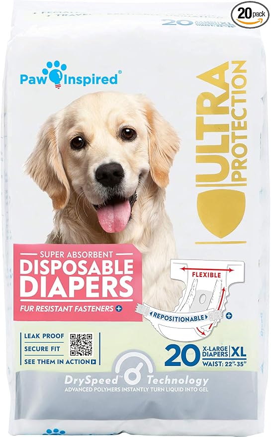 Paw Inspired Super Absorbent Disposable Dog Diapers, X-Large, 12 Count