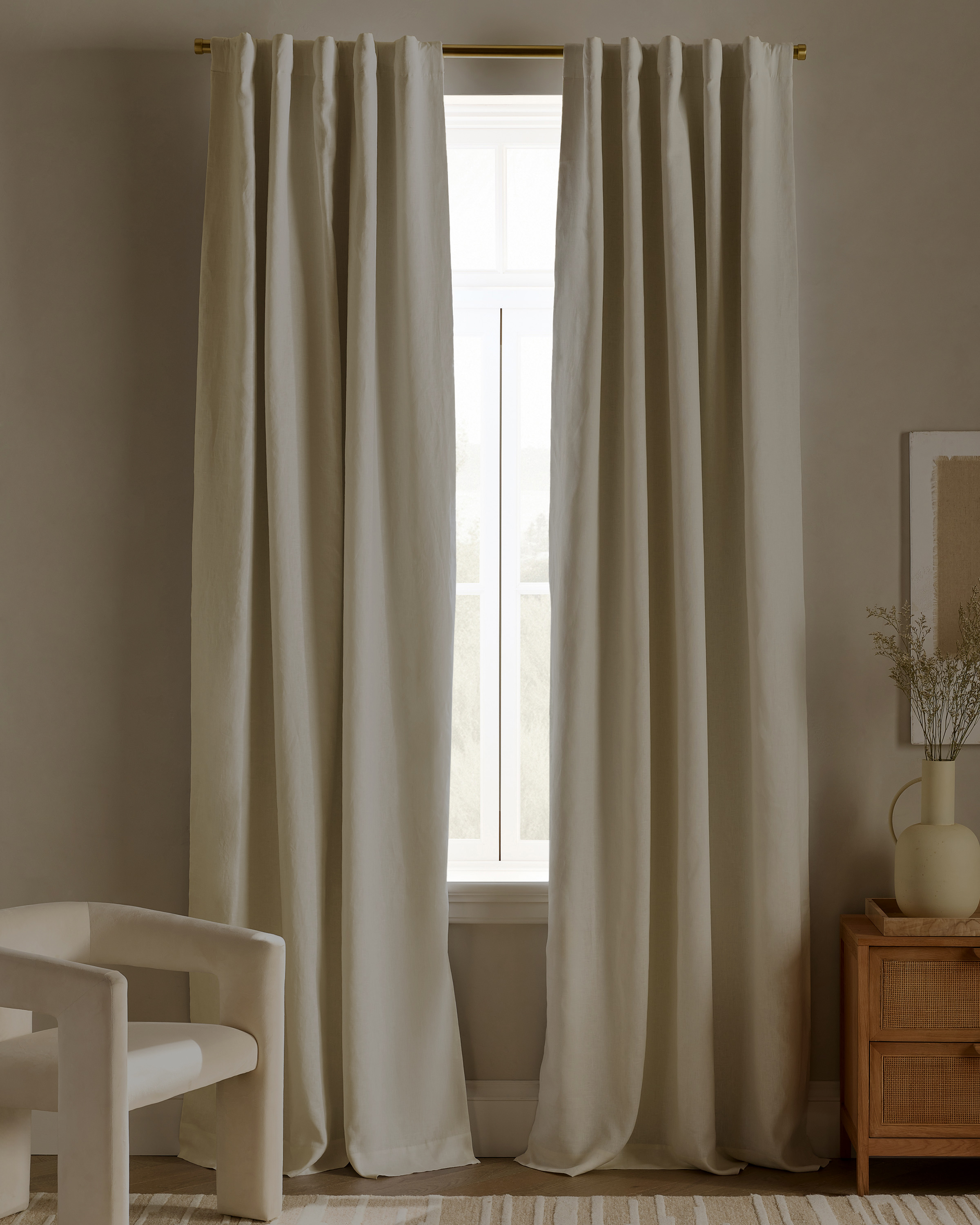 European Linen True Blackout Curtain, 48x84, Ivory