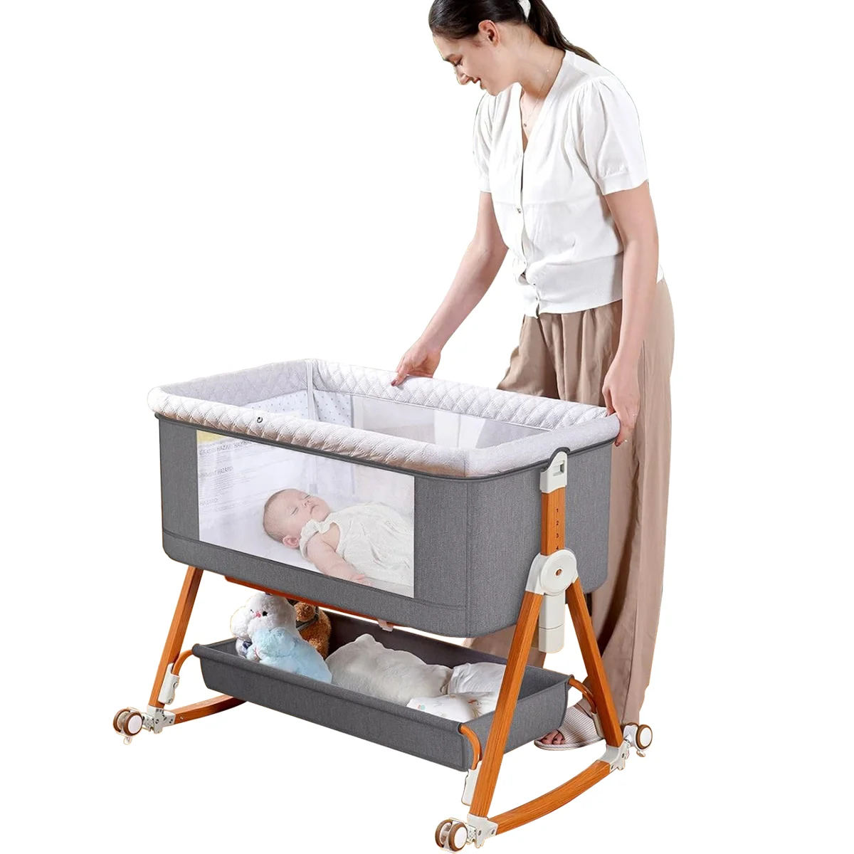 Adjustable Portable Baby Bassinet with Mosquito Net
