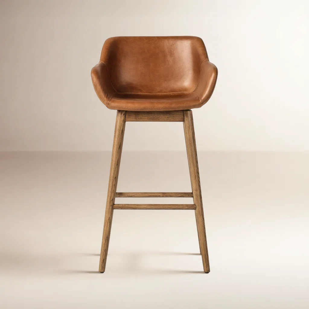 Bahari Leather Swivel Stool