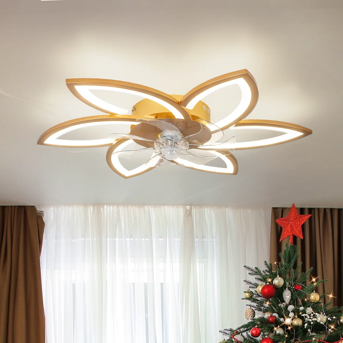 Acea 29.53'' 7 Blade Ceiling Fan with LED Lights，Indoor Remote Control Ceiling Fans With Lights