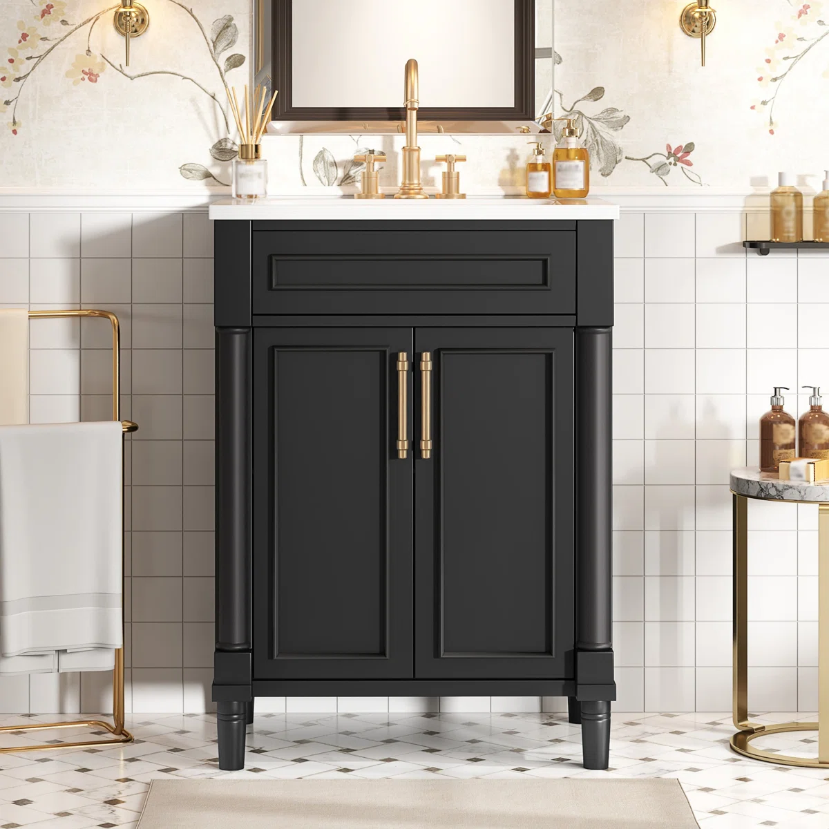 Box b 24" Bathroom Vanity With Integrated Ceramic Sink