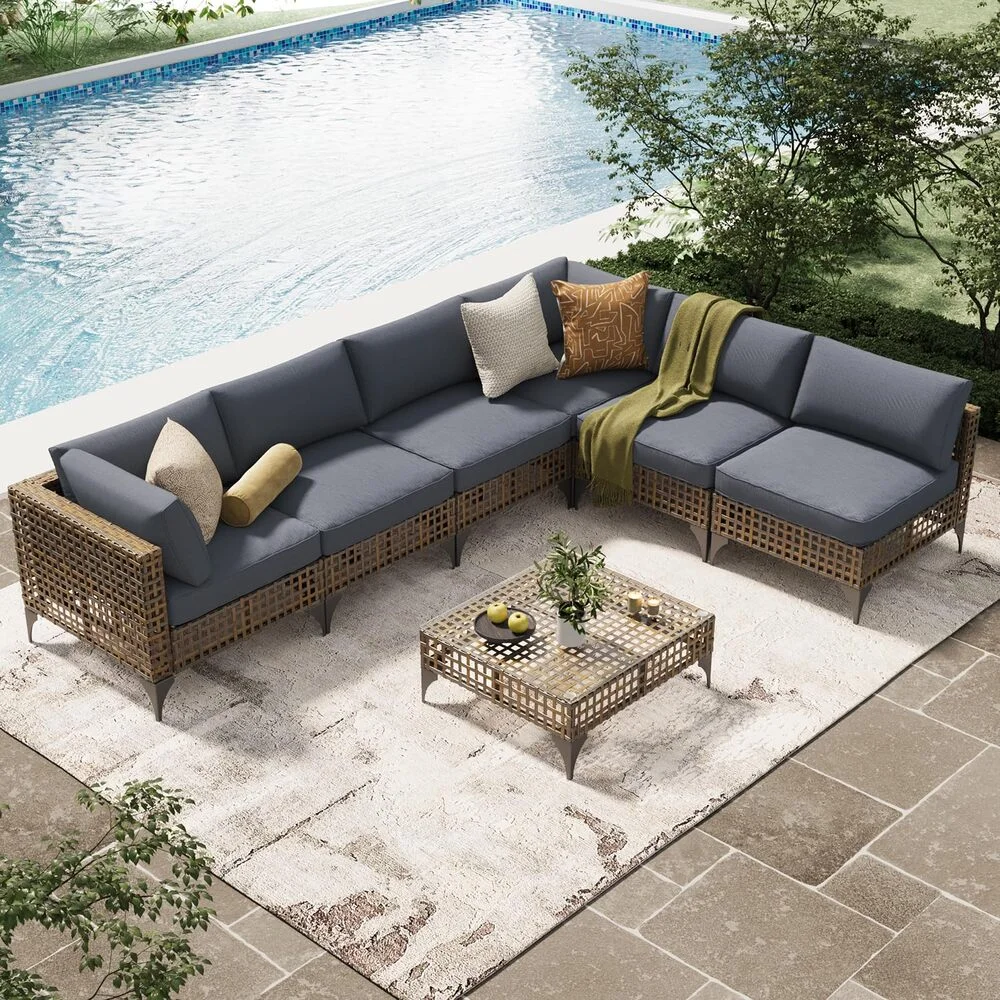 7-Piece Patio Outdoor Furniture Set With Table