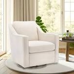 Charitini Big & Tall Removable Wide Swivel Accent Chair, Full Back Upholstered Fabric Lounge Chair, 360° Rotation, Modern Living Room Accent Chair