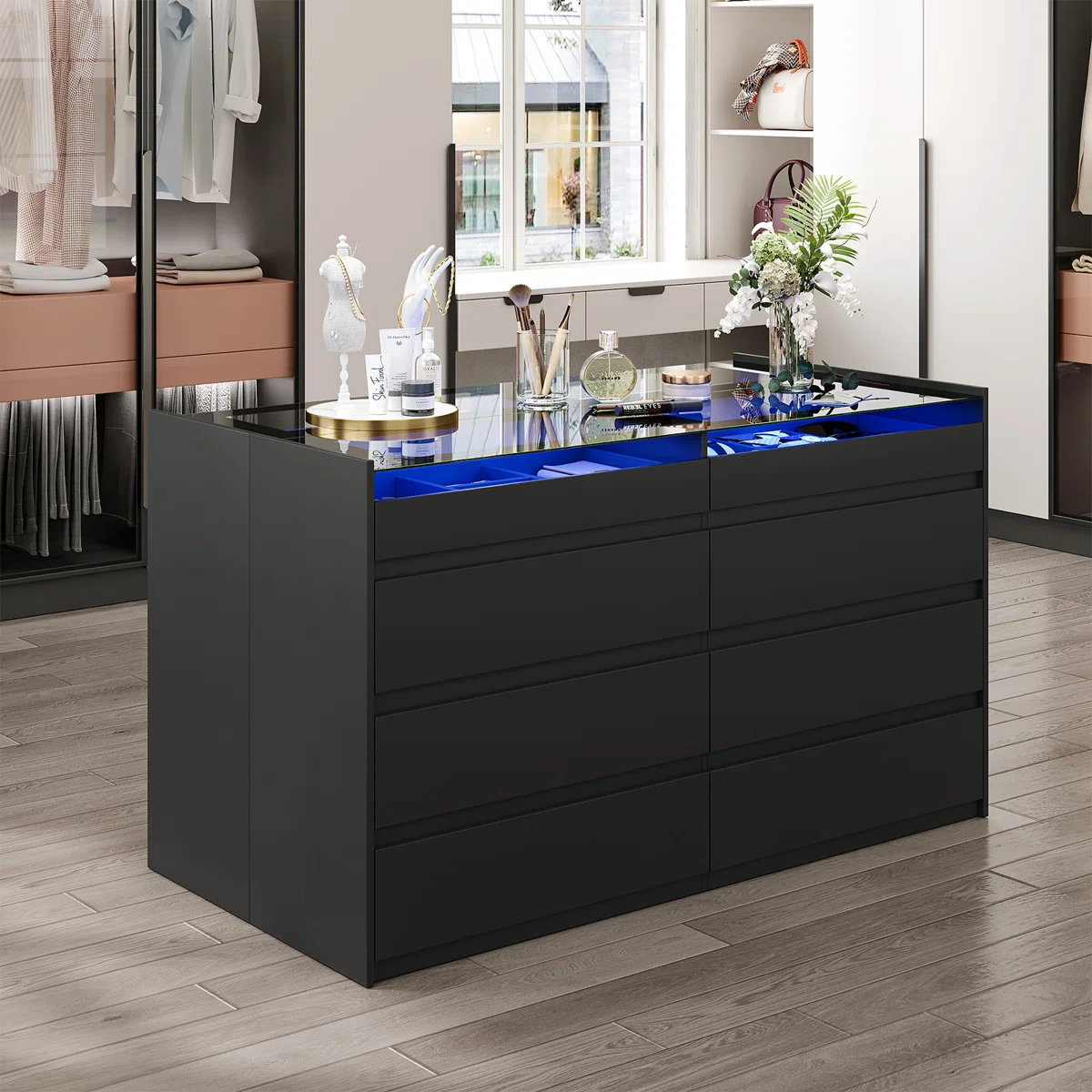 (Box 2 only)Closet Island With 16 Drawers