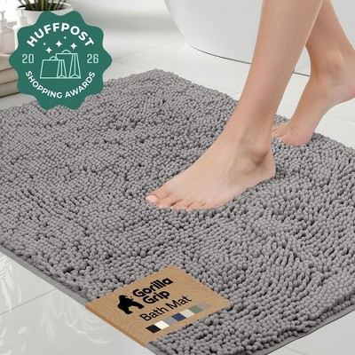 Chenille Microfiber Shag Bath Mat, Grey