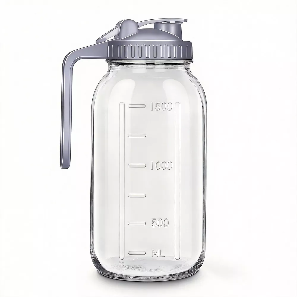 KIKCOIN Glass Pitcher With Lids (2 Pack, 64 oz / 2 Quart)