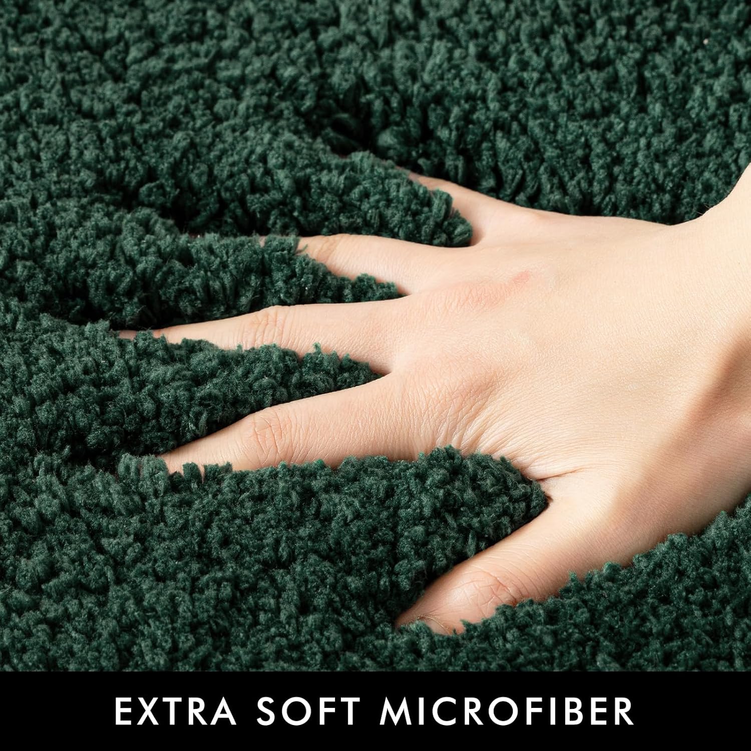 MIULEE Dark Green Bathroom Rugs Set 2 Piece, Soft Absorbent Microfiber Bath Mat Set, Non Slip Quick Dry Machine Washable Plush Shaggy Bath Rugs for Bathroom Floor, Tub and Shower, 16x24 inches 16''x24'' Dark Green