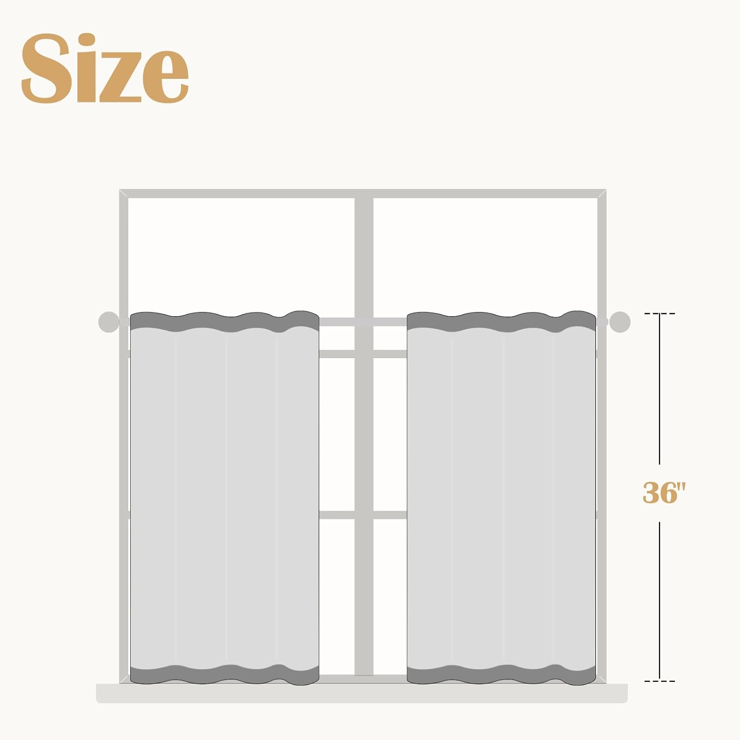 jinchan Linen Kitchen Curtain with Tassels 36 Inch Boho Tier Curtain Beige Farmhouse Cafe Light Filtering Small Window Drape for Bathroom Laundry Room RV Rod Pocket Back Tab 1 Panel Crude 50W x 36L (Pack of 1) Tassel Crude