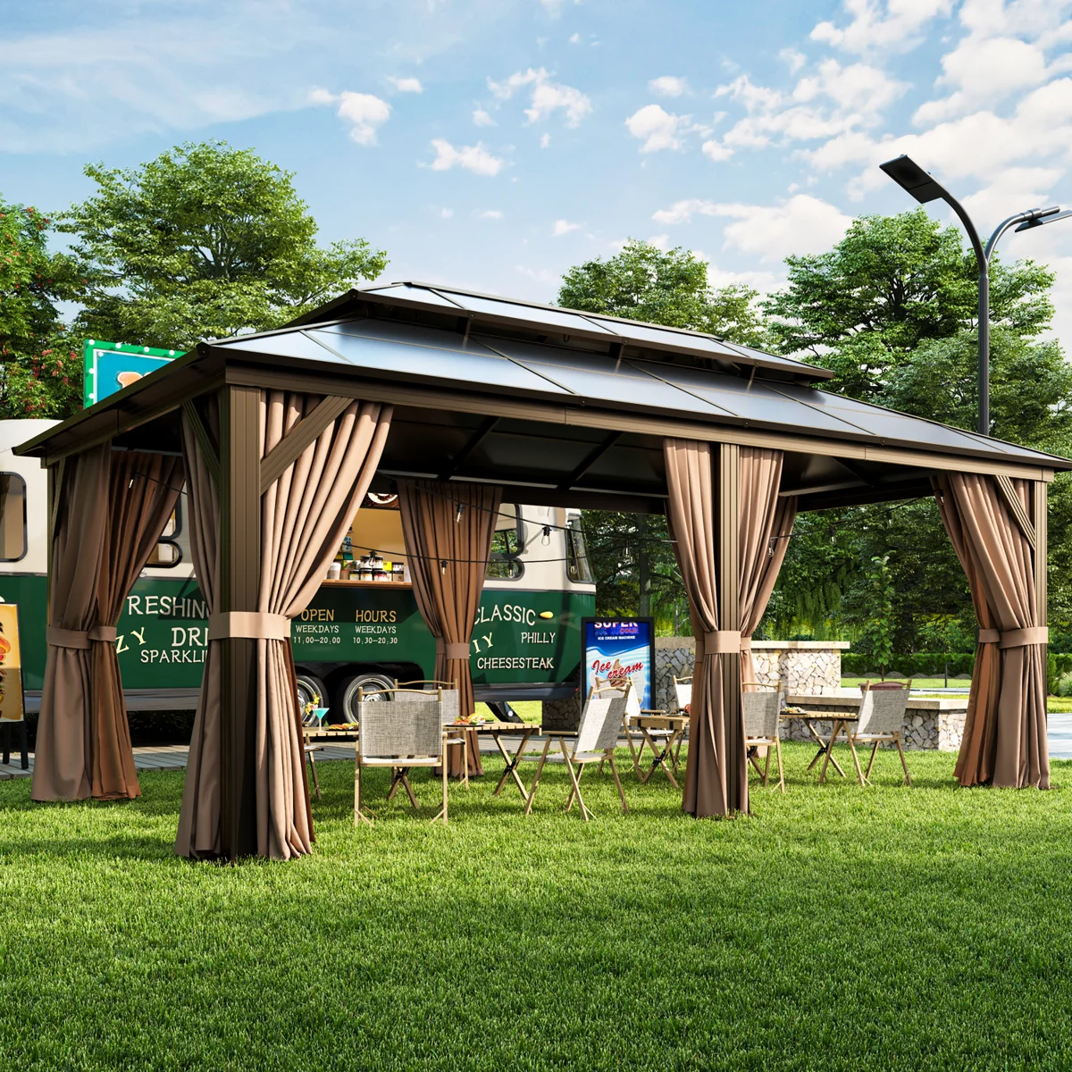 20 Ft. W x 12 Ft. D Metal Patio Gazebo