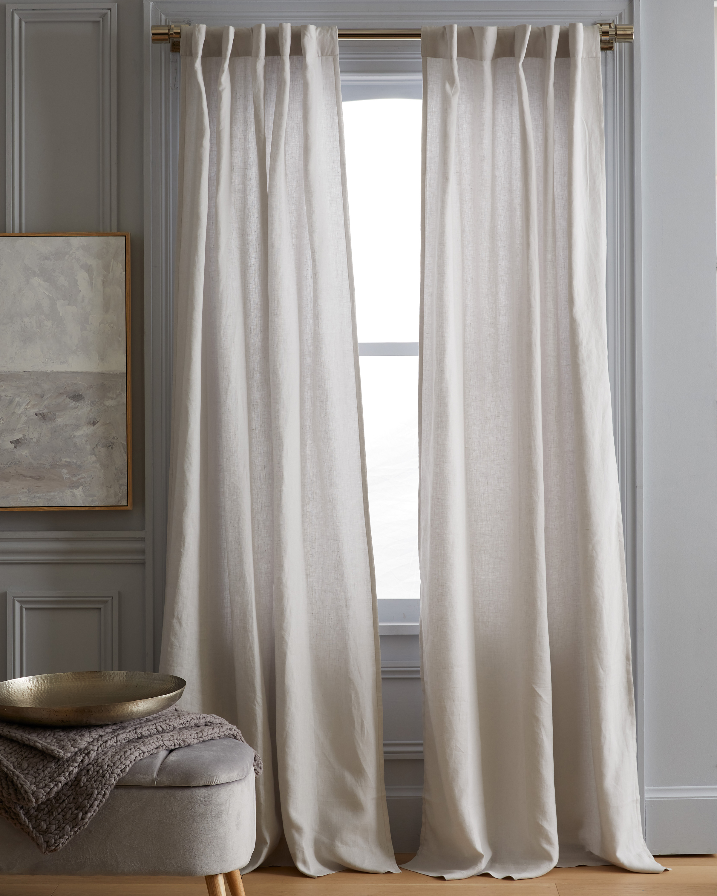 European Linen Curtain, 48x84, Cloud