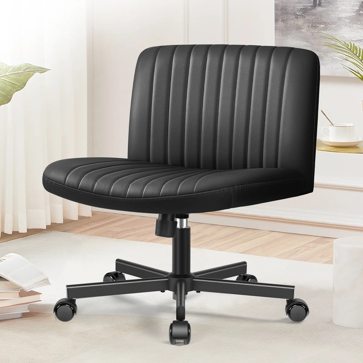 Wheeled Wide Seat Leisure Office Chair light blue