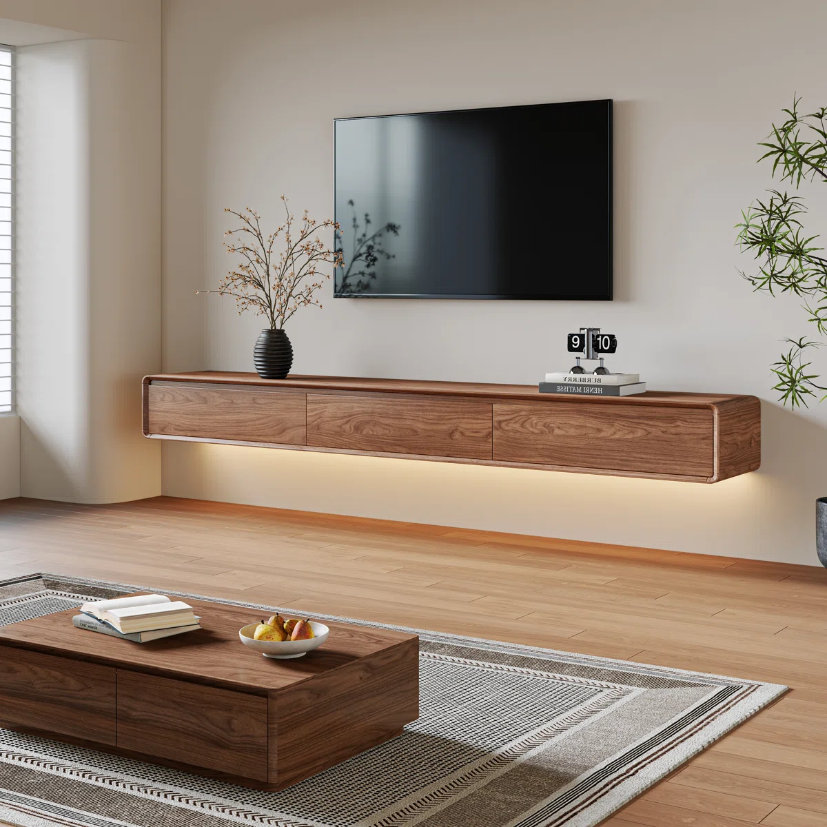 Modern Floating TV Stand Wall-Mounted Media Console with Storage