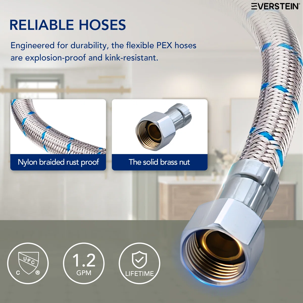 Widespread Bathroom Faucet 3 Holes, 2-Handle Bathroom Sink Faucet with Drain Assembly