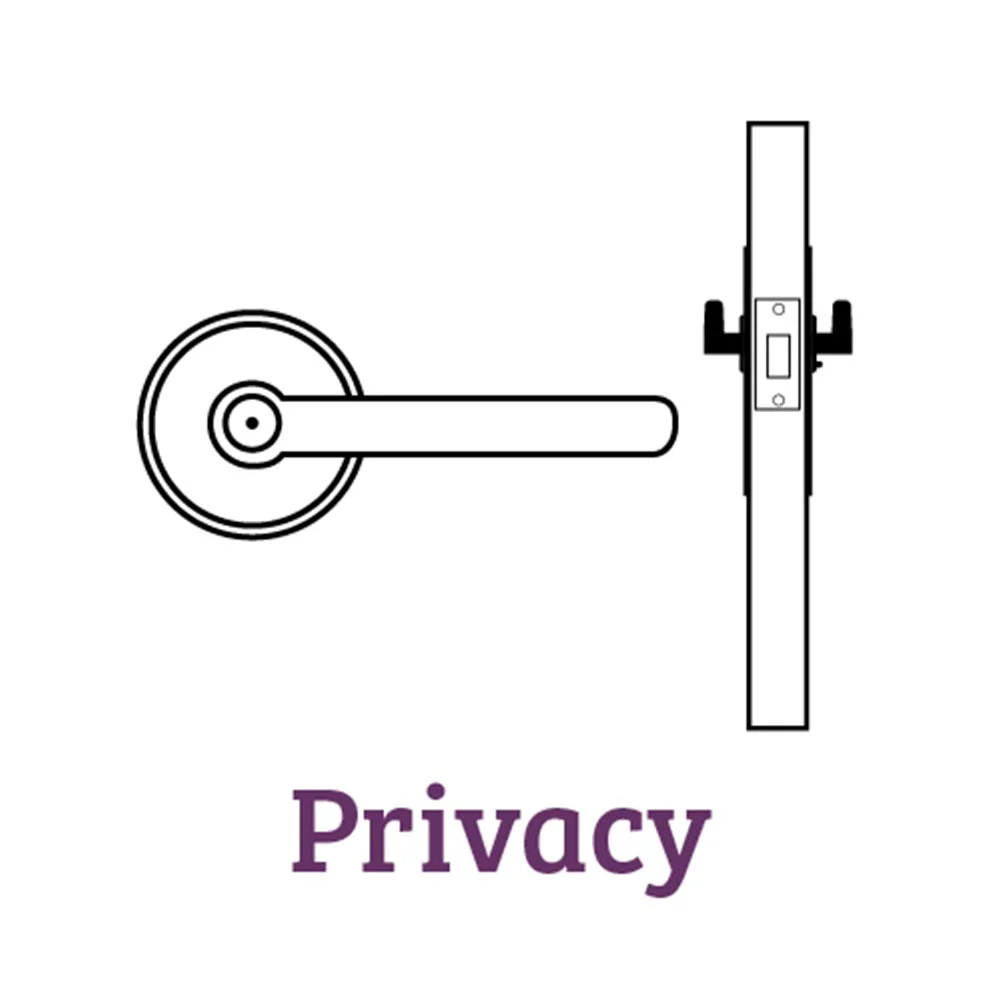 Privacy Door Lever with Square Rosette for Bed and Bath Keyless