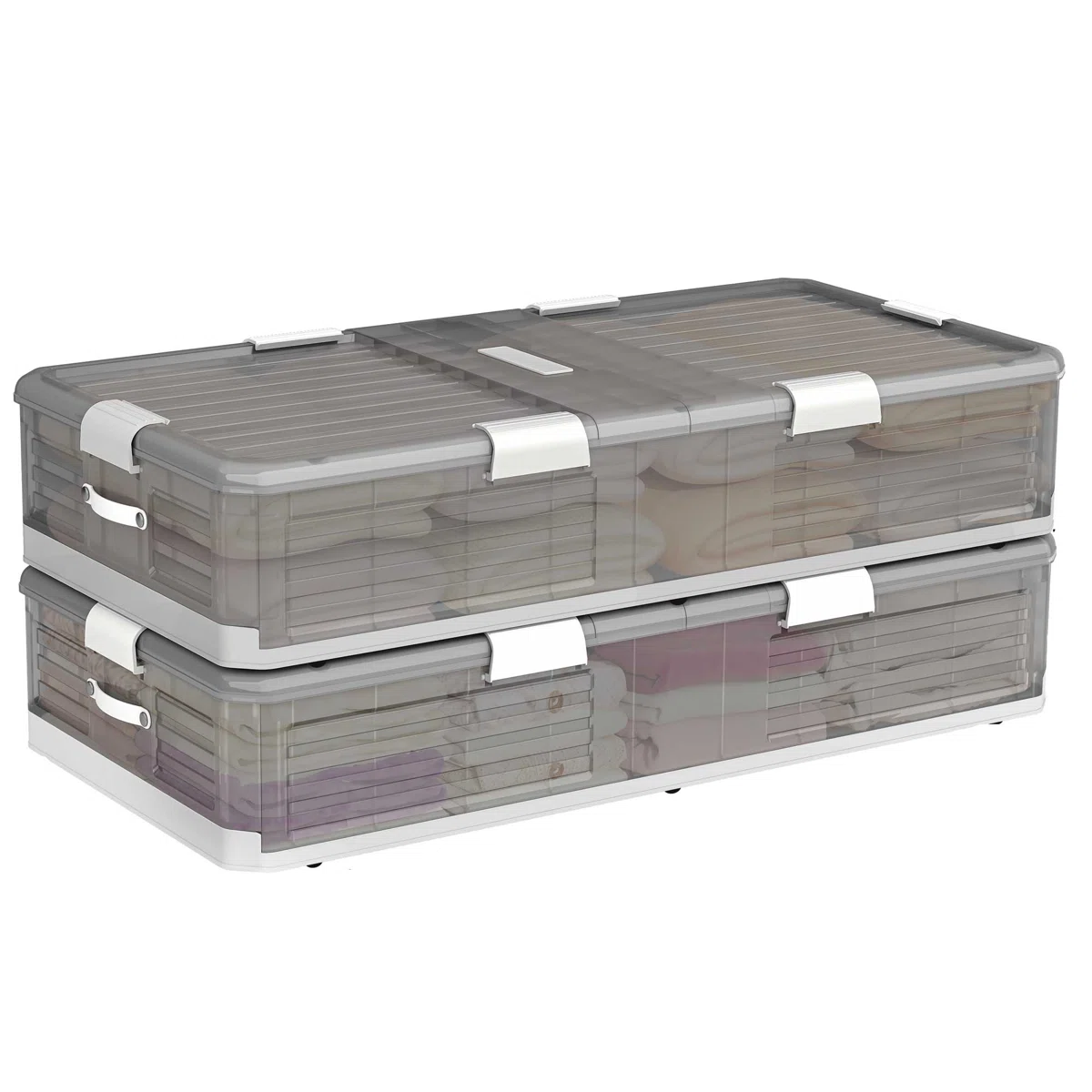 2 Pack Storage Bin Under Bed Storage Containers Stackable 11in Tall Underbed Storage With Wheels (set Of 2)