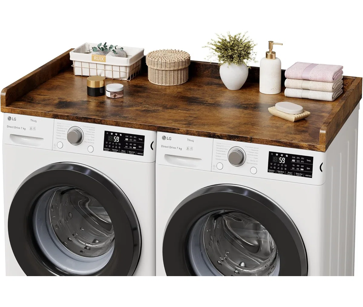 Washer Dryer Countertop 54"x27.5", Laundry Topper with Edge & Non-Slip Pad for Folding