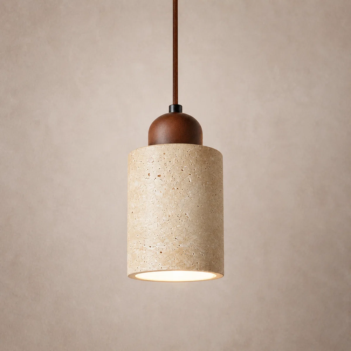 Modern Natural Stone And Wood Pendant Light