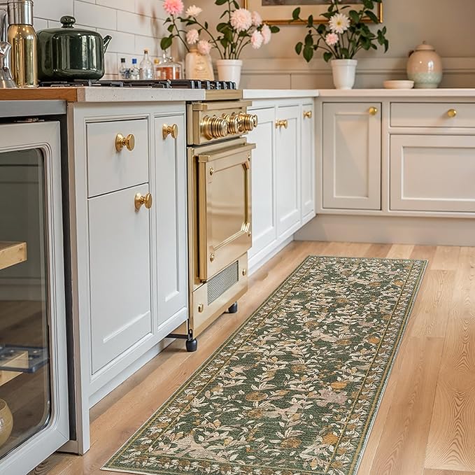 Washable Runner Rug (Multicolor Distressed Pattern)