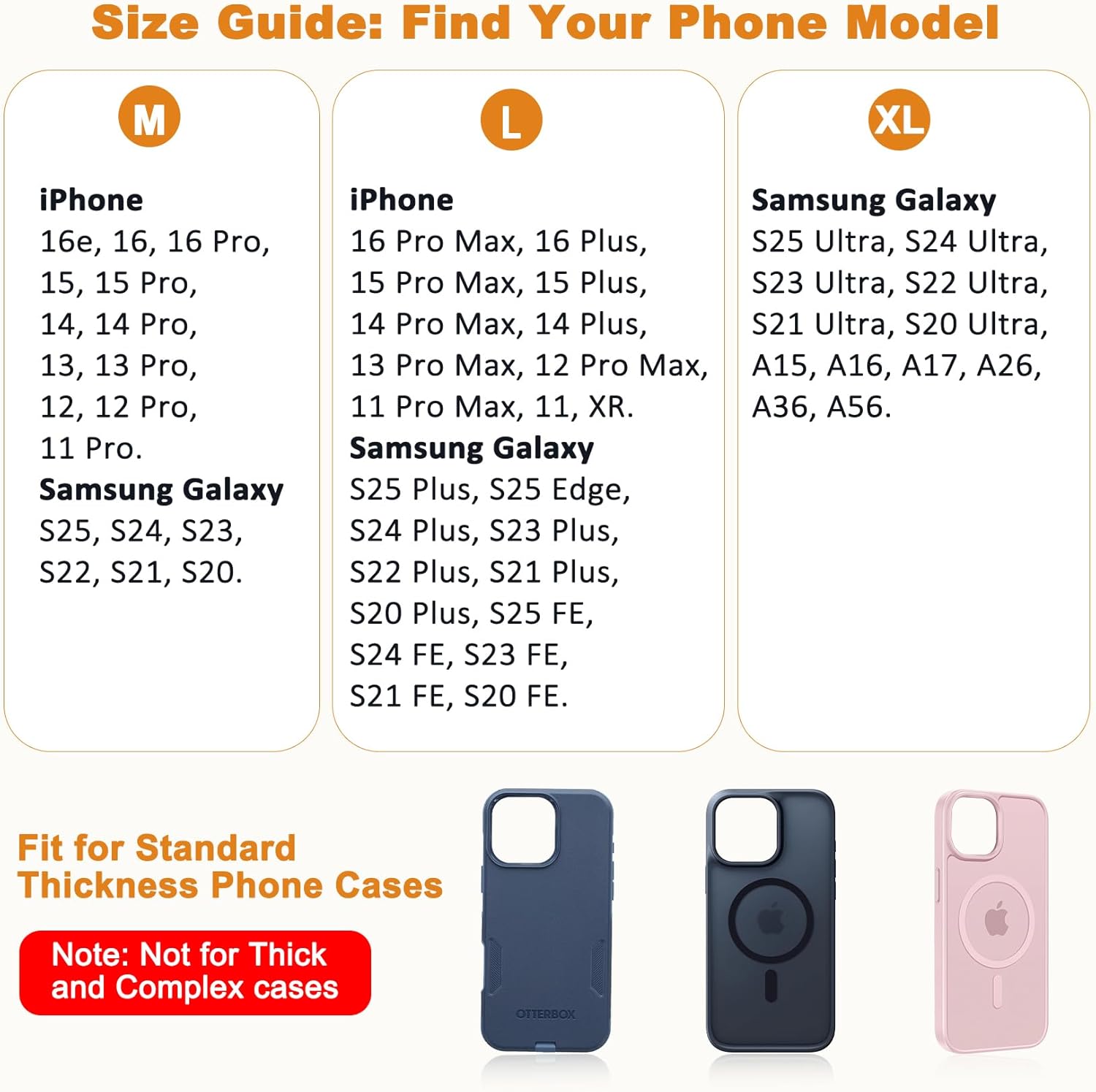 ykooe Holster Compatible with iPhone 16 15 14 13 12 and Pro Galaxy S25 24 23 22 21 Nylon Cell Phone Belt Holder Pouch with Magnetic Closure for Men (Fits Protective Cover on), Black -M Black Medium
