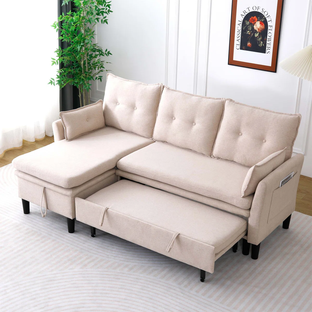 Box b L-Shaped Reversible Chaise Sectional Sofa with Storage, Ideal for Office and Apartment, Combining Comfort and Functionality