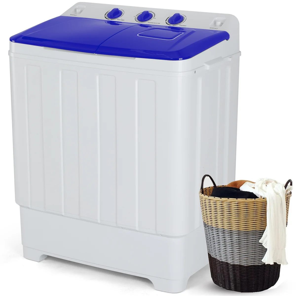 30Lbs High Efficiency Portable Washer & Dryer Combo 19Lbs Washer/11Lbs Spinner With Drain Pump