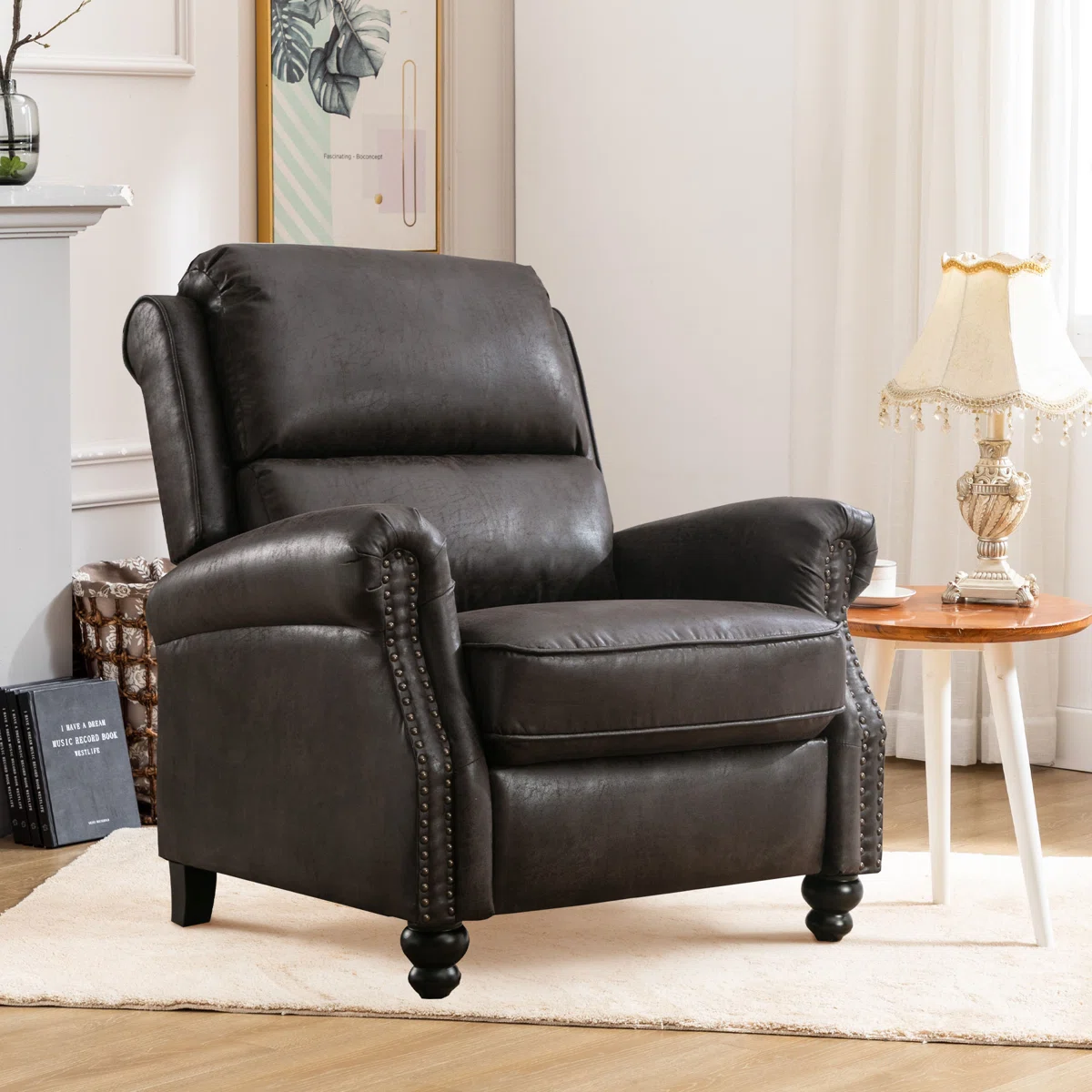 34.6" Wide Classic and Overstuffed Soft Pushback Recliner with Rivet