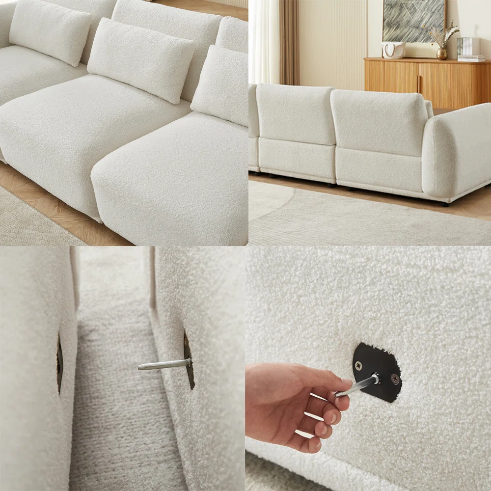 Ballyrobert 4 - Piece Upholstered Sectional Teddy Wool Modern Sectional Sofa 3 Seat L Shaped Convertible Modular Sectional Sofa with Reversible Ottoman (Ottoman Only)